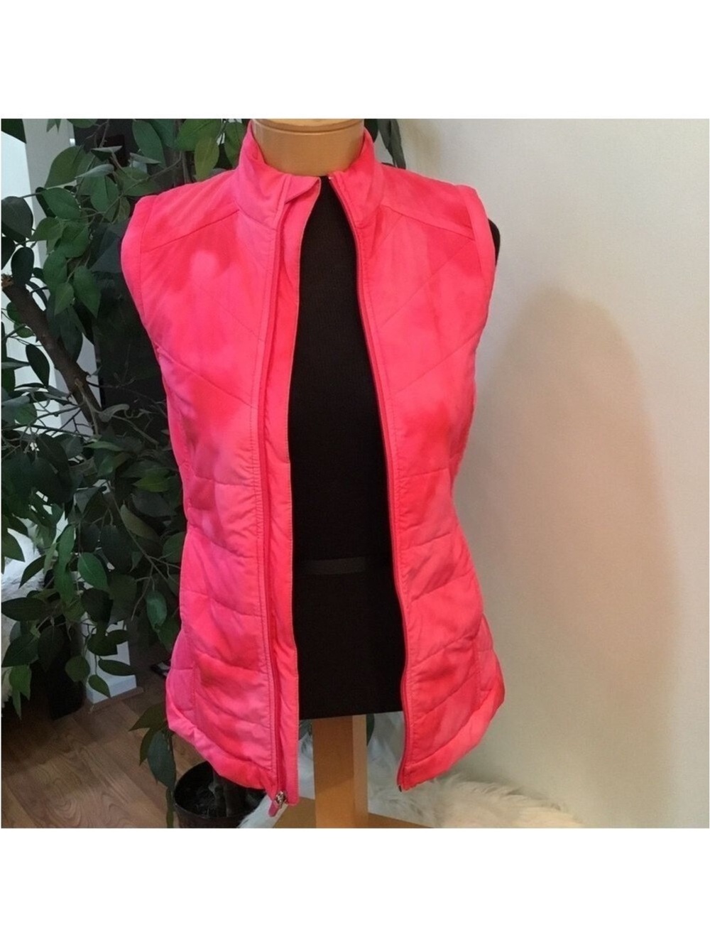 Slazenger Golf Pink Quilted Vest Women’s XS Full Zip Fall Golf Athleisure